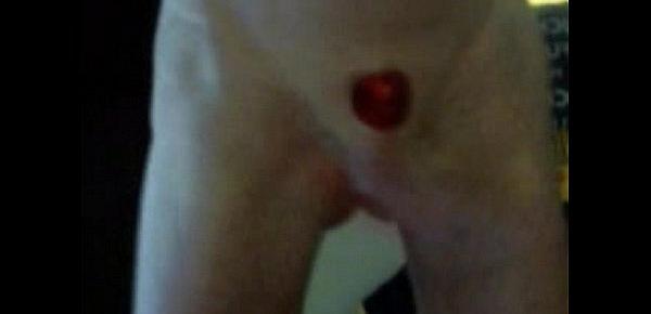  My hip slappin&039; shaved baby smooth Cock play with a red tasseled nipple pasty!